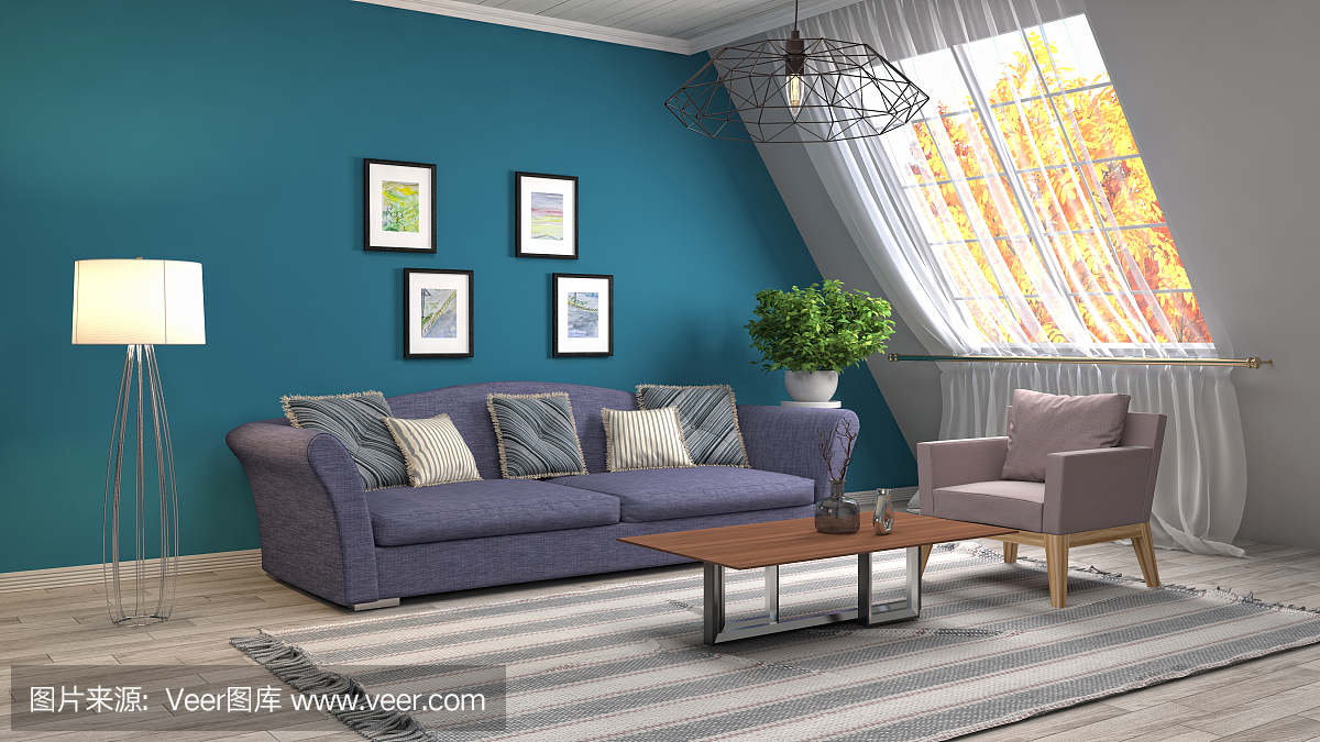 室內客廳。三維演示